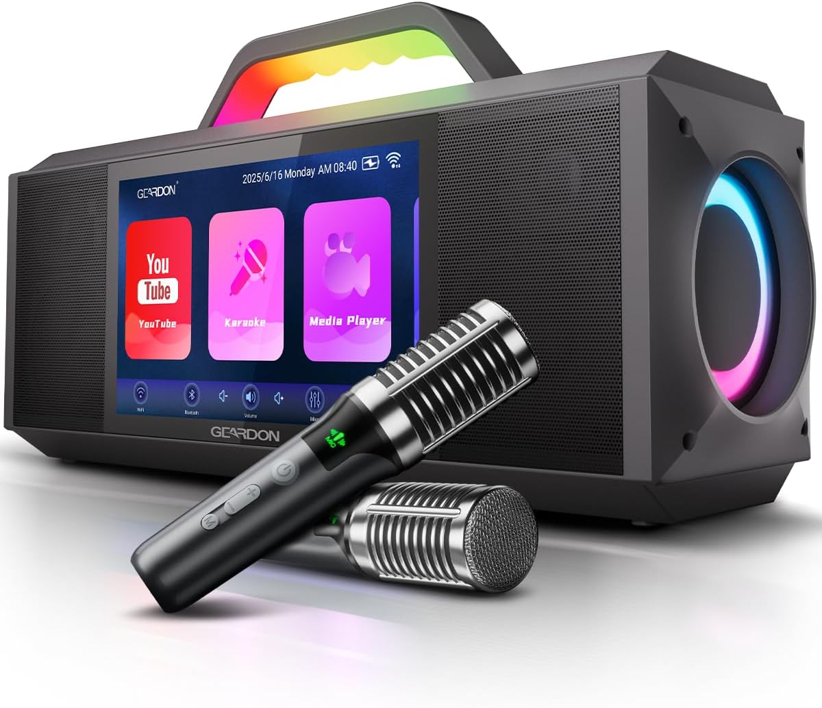 Karaoke Machine for Adults - with Lyrics Display and Screen  Professional Karaoke System  2 Wireless Mics  200W Peak Power  Free Karaoke App  Portable Karaoke Speaker for Home Party and Any Occasion
