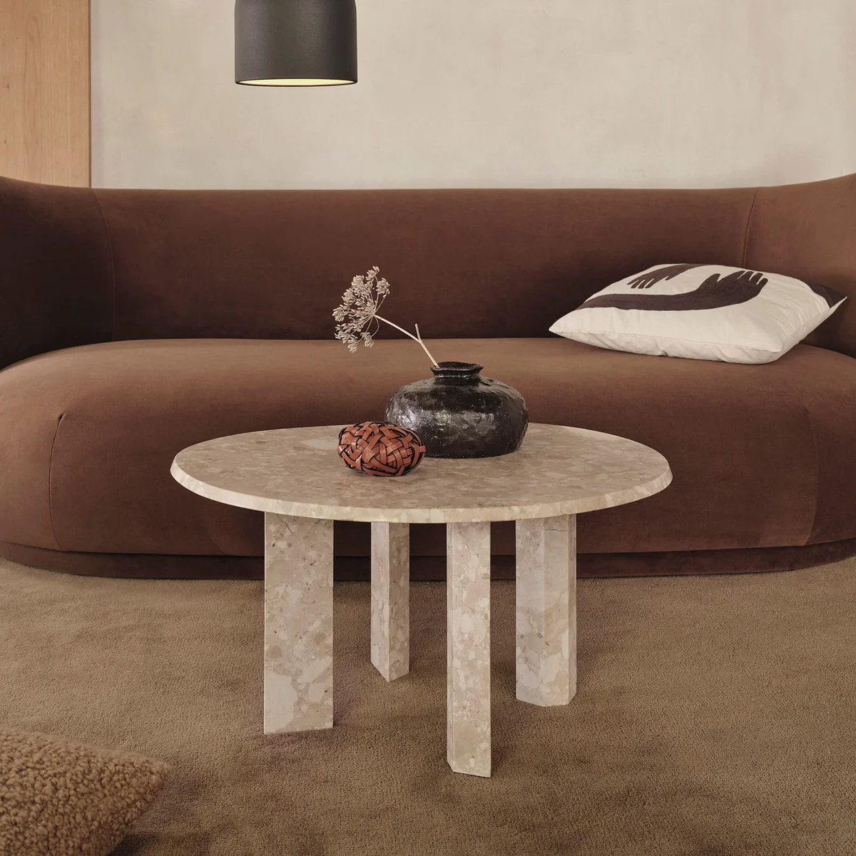 Ferm Living - Taula Couchtisch, H 35 x Ø 67 cm, Marmor, sand