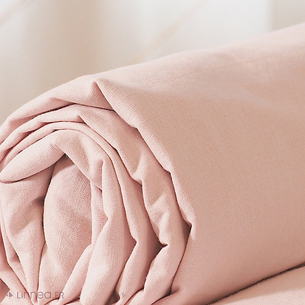 Drap housse 140x190 cm coton lavé LINO rose nude