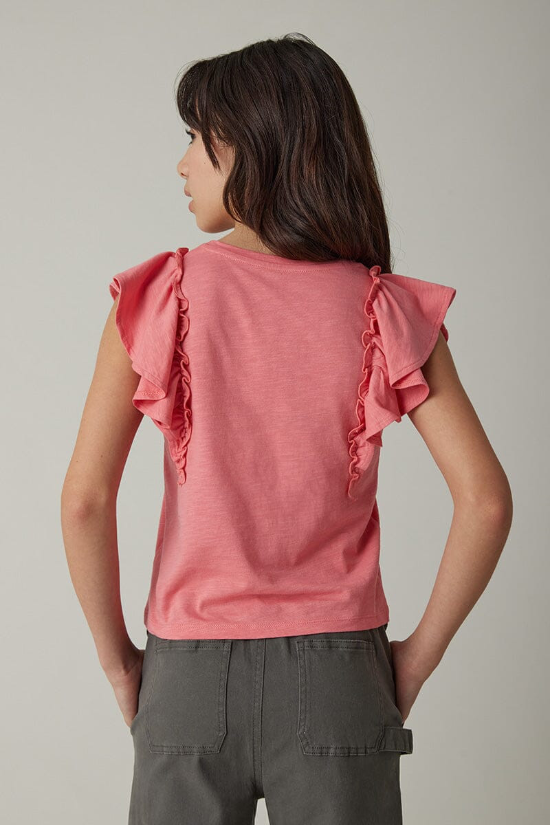 Hello Franki Ruffle Sleeve Slub Knit T-Shirt for girls