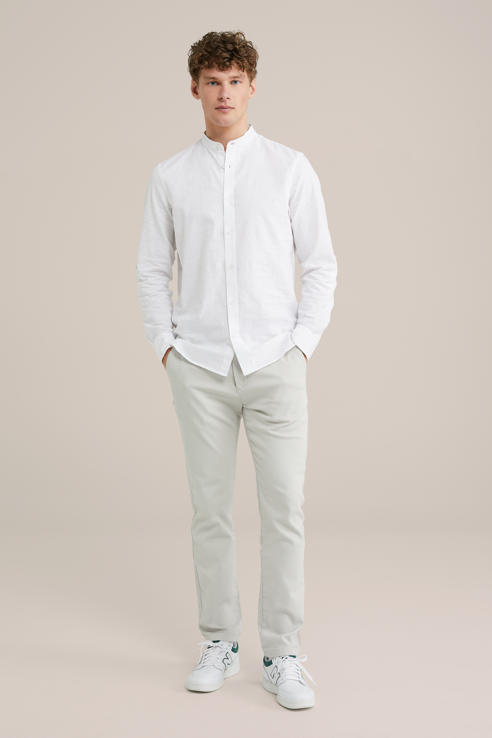 Heren Easy care regular fit overhemd van linnenmix