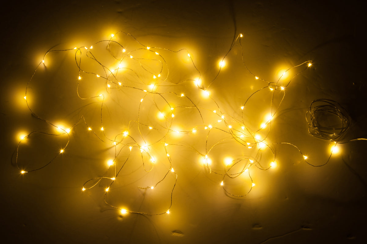 J-Line slinger Draad 90Led 9M - kunststof - zilver - warm wit - LED lichtjes