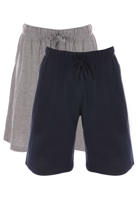 Mens 2pk Navy & Grey Cotton Pyjama Shorts