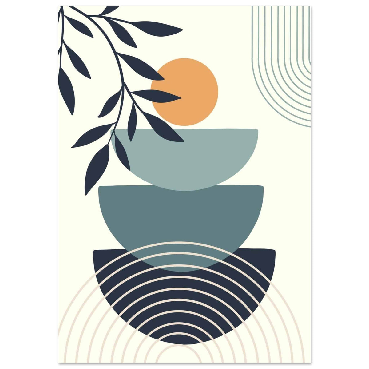 Artfulprints Poster Boho – Sunrise layers  - A4 21x29.7 cm - Meerkleurig