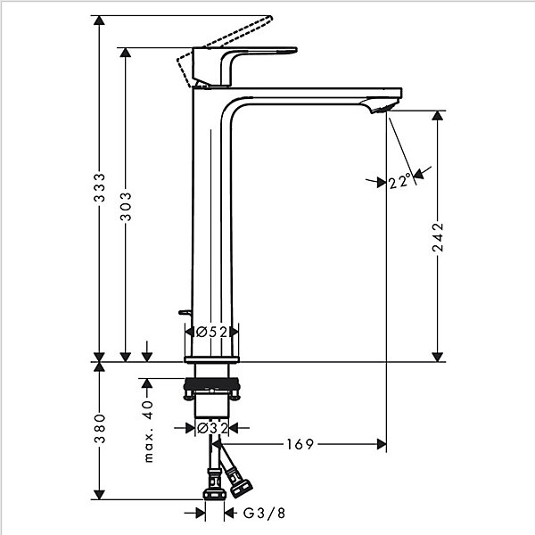 Hansgrohe REBRIS S 240 CoolStart Mitigeur Monocommande Lavabo Taille XL, Noir Mat (72580670)