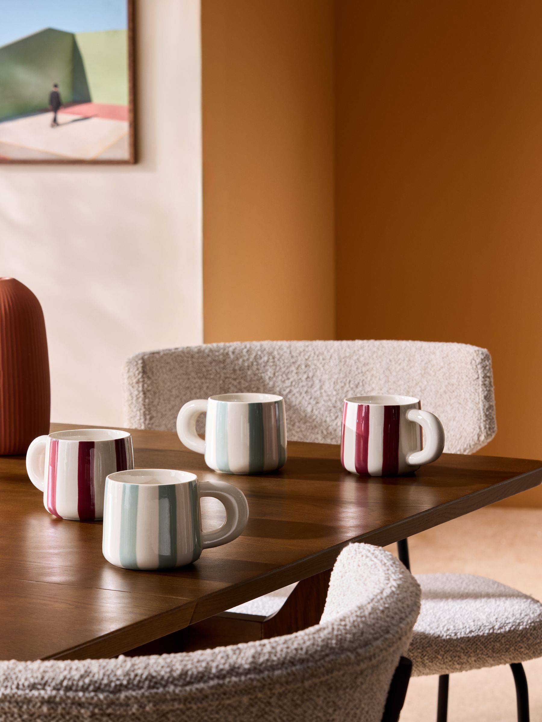 Set of 4 Sable Stripe Mugs in Multi