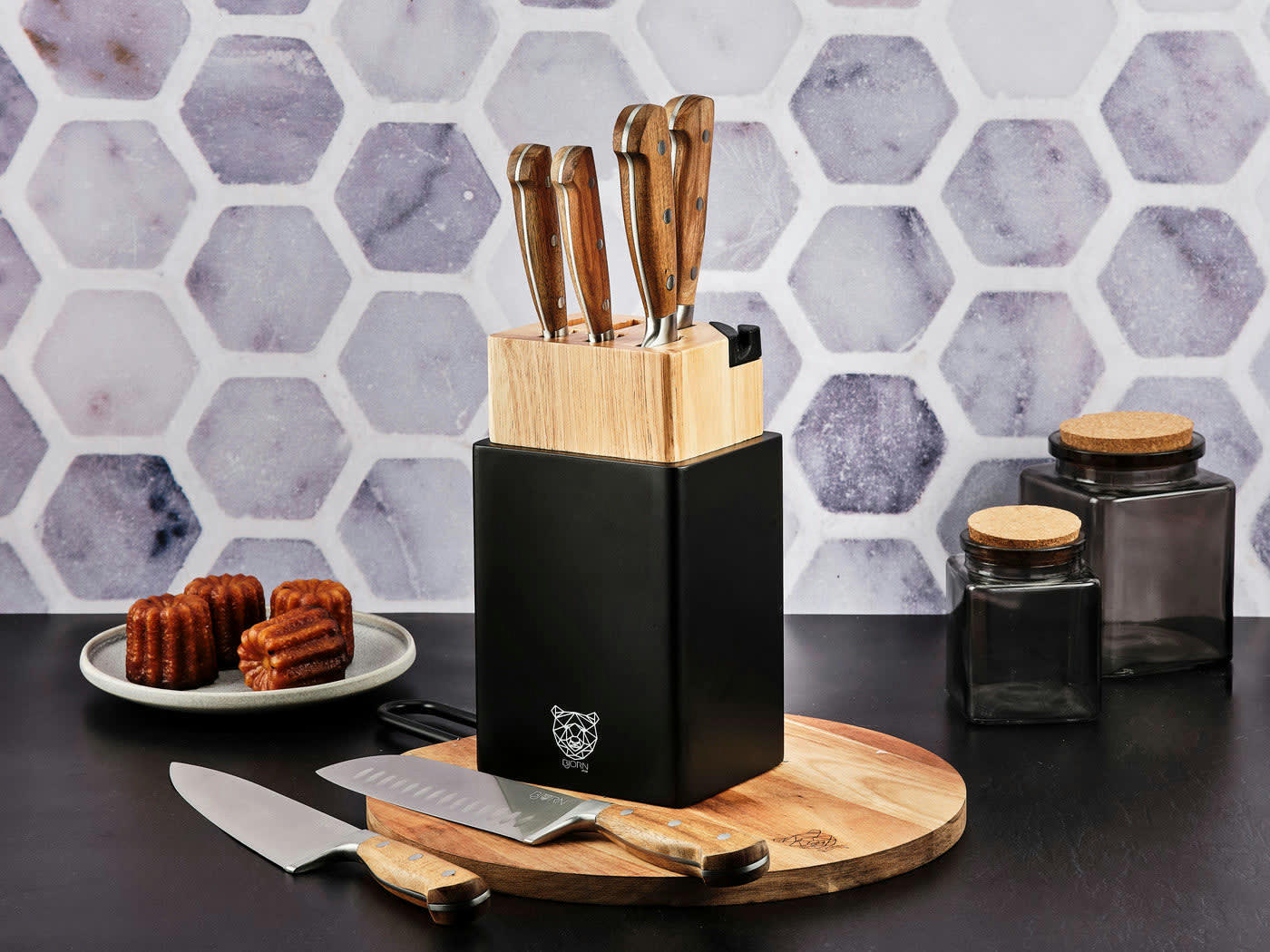 NUDE - Lot de 8 couteaux en inox marron