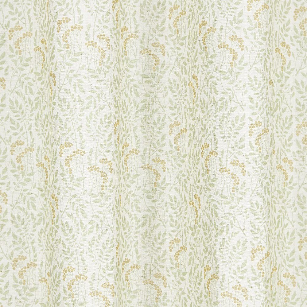 Rideau blanc imprimé feuillage vert lin et polyester 140x240cm