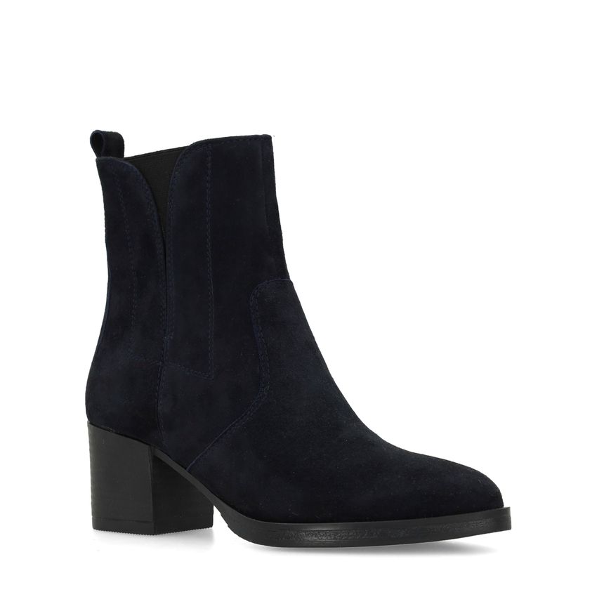 No Stress Blauwe suède enkellaarsjes met hak