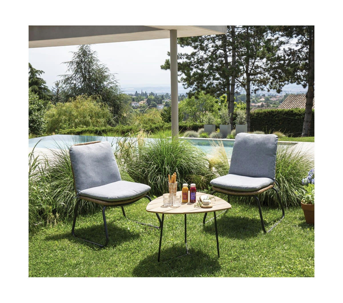 MILOS - Salon de jardin 2 places - en acier