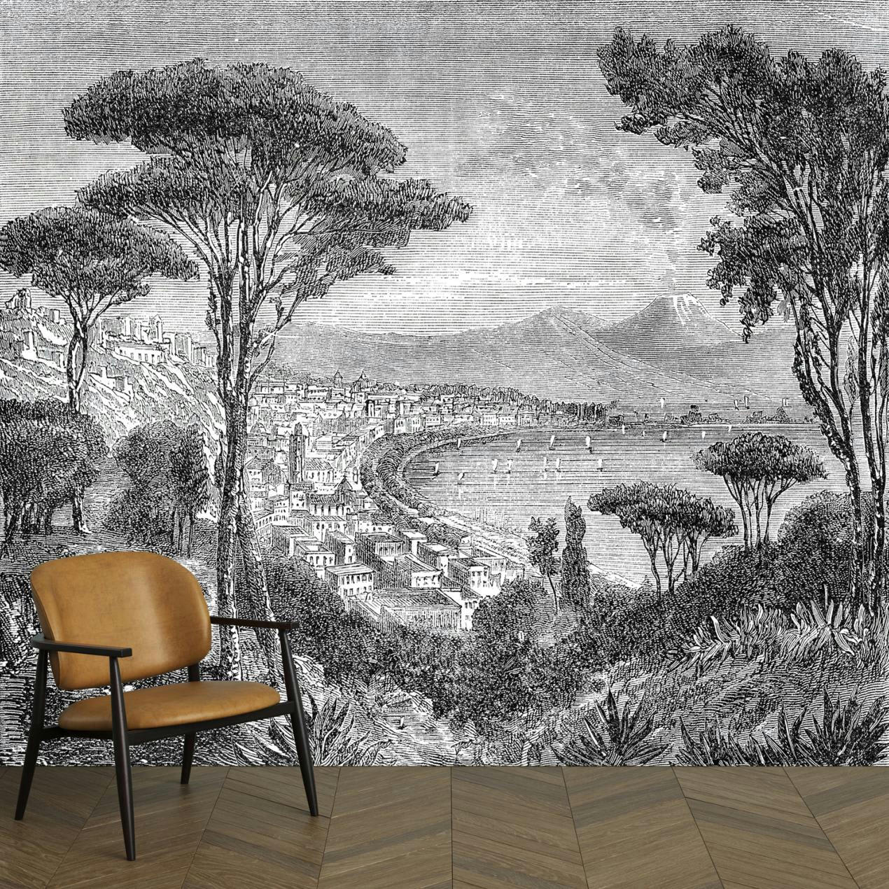 - Papier peint panoramique gravure Naples 390x270cm