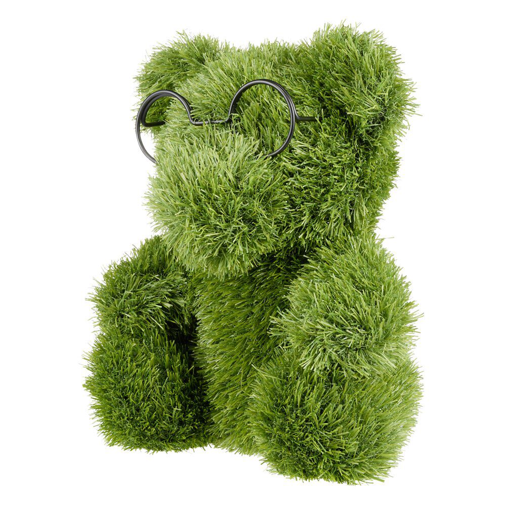 Décoration de jardin à poser gazon vert ourson 28x25xH35cm