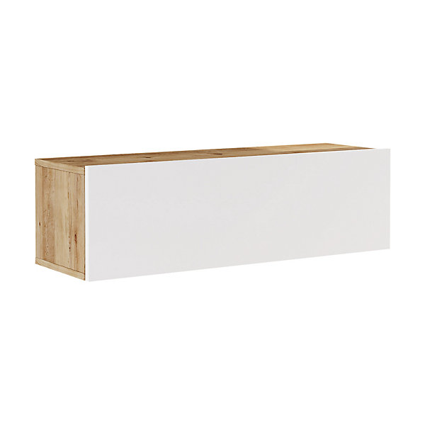 Meuble TV Lapinlahti à porte 29,5 x 100 x 31,5 cm effet bois de pin / blanc en.casa