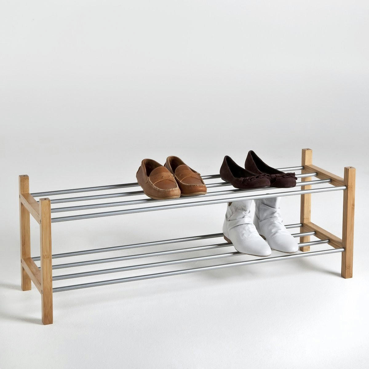 Range-chaussures Bamboo, 2 étagères