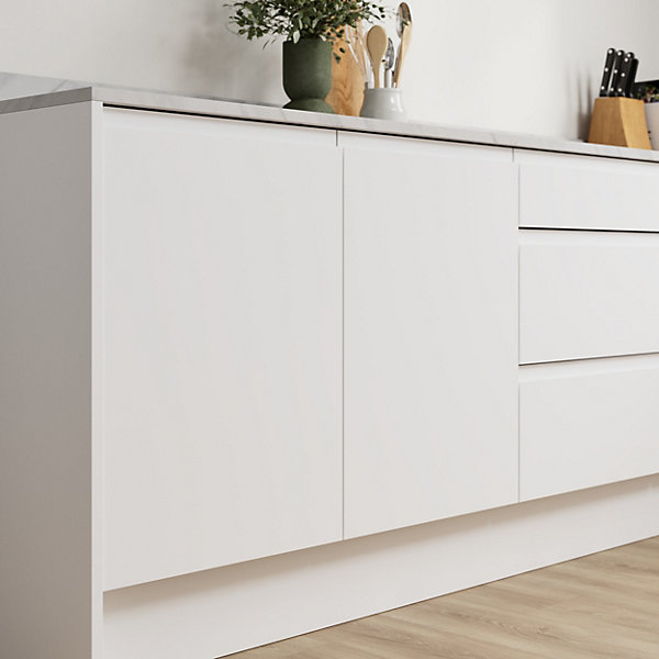 Façade de cuisine 1 tiroir et 2 casseroliers Garcinia blanc mat l. 59,7 x H. 71,5 cm GoodHome