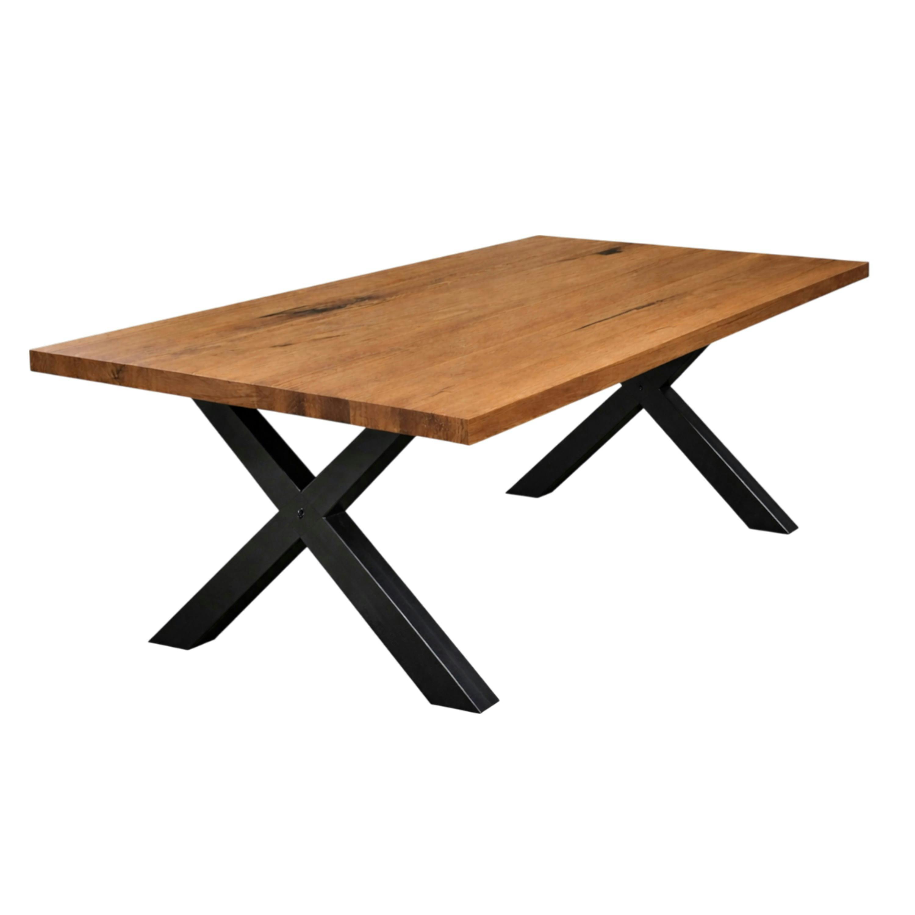 Table extensible bois brun bords droits pieds en X 240 cm PALERME