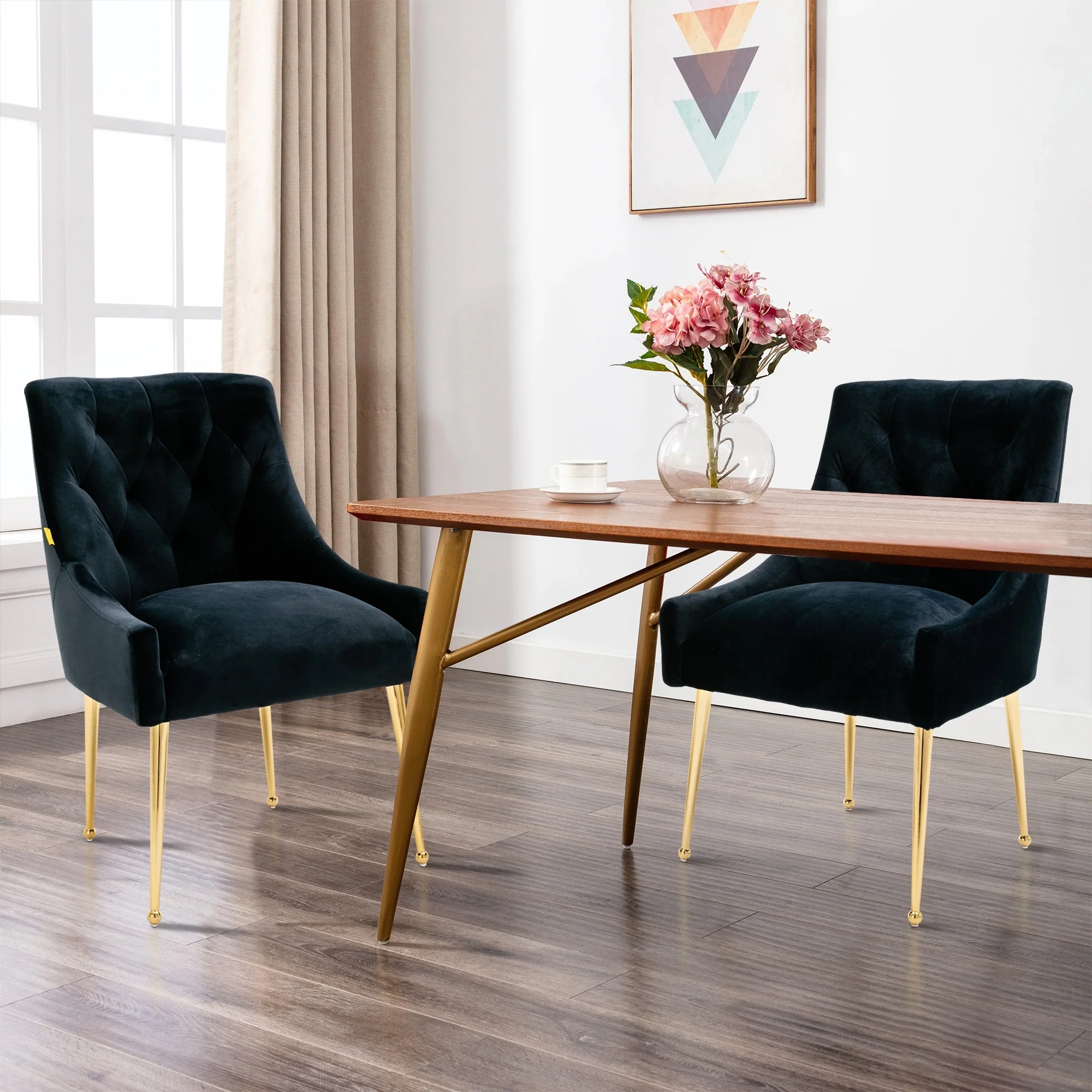 GZMR Tufted Velvet Upholstered Dinning Chairs (Set of 2)