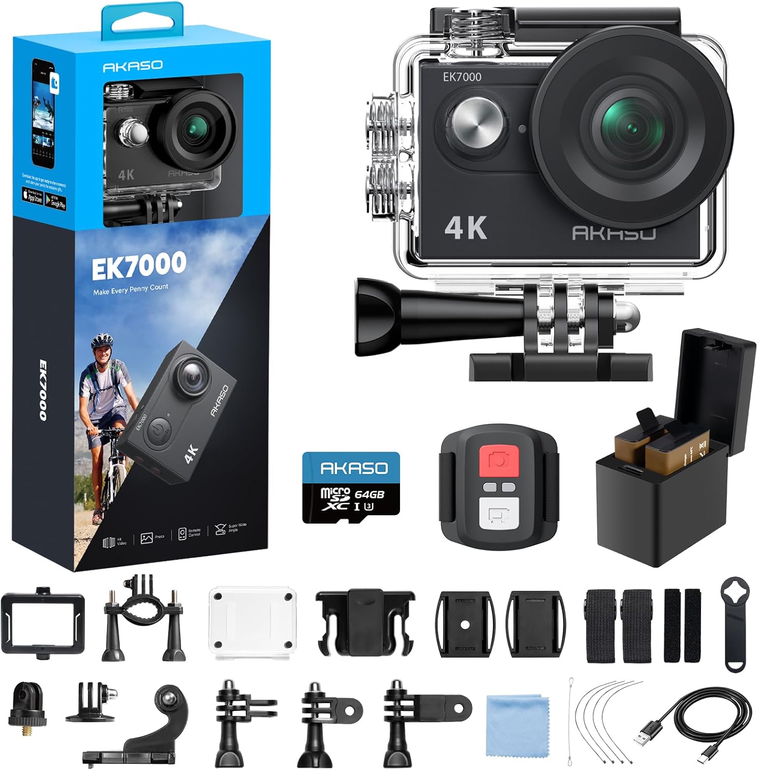 AKASO EK7000 4K30FPS 20MP WiFi Action Camera