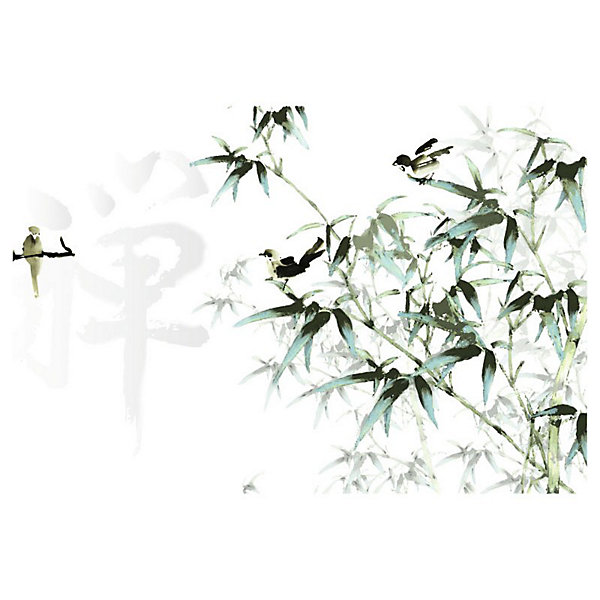Papier peint intissé PEINTURE CHINOISE 400 x 270 cm (LxH) - Tapisserie murale panoramique XXL, Made in France par Scenolia