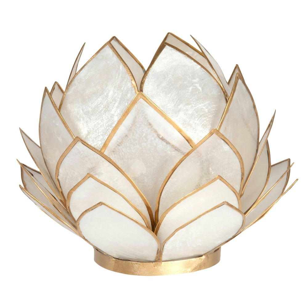 NYMPHEA - Lumignon nénuphar en nacre blanche et métal doré