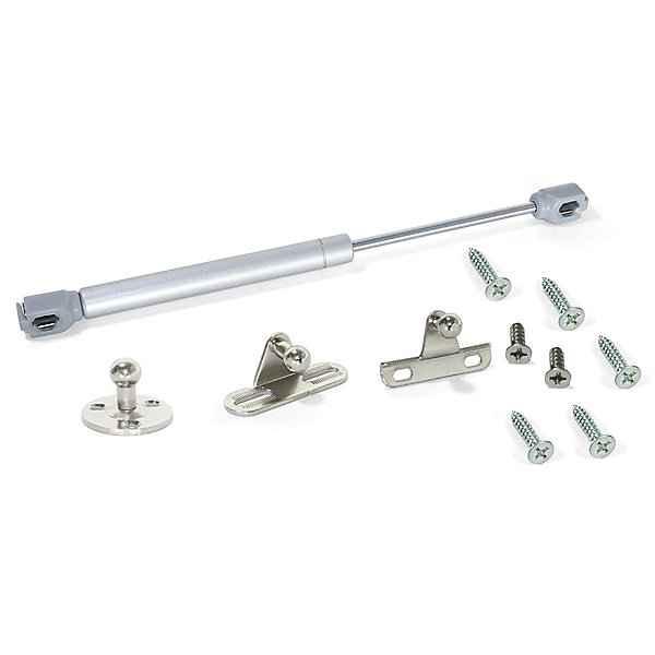 Emuca Lot de 10 pistons pour portes Relevable H, 8kg, course 80mm, avec loquets, acier et plastique, gris métallisé