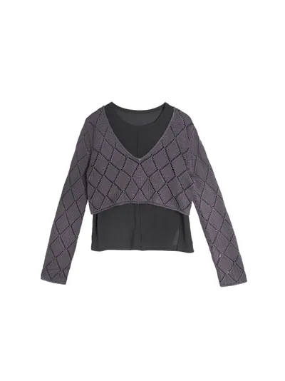 2 In 1 Pointelle-knit Top with Vest - 25WDT261X