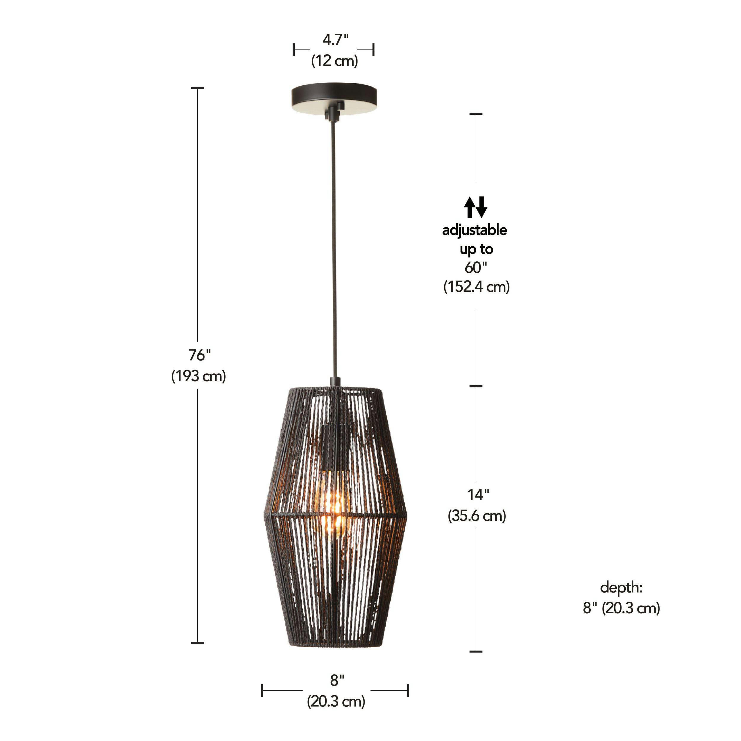 CANVAS Robbins 1-Light Pendant Light with Twine Shade, Matte Black