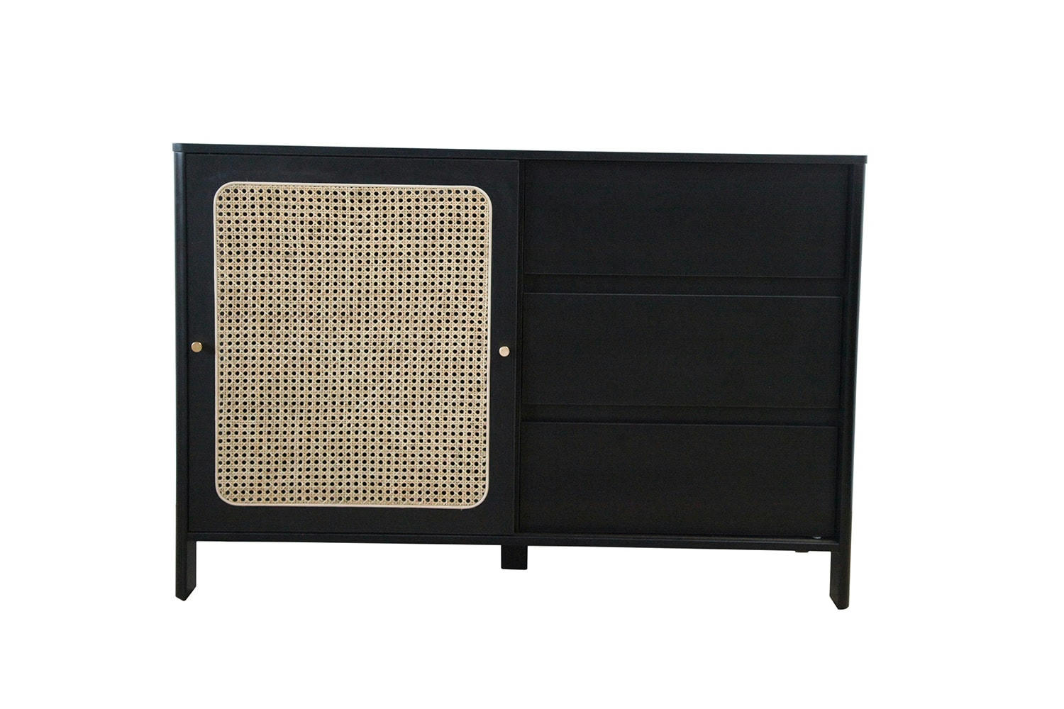 BALI - Buffet en bois noir et cannage