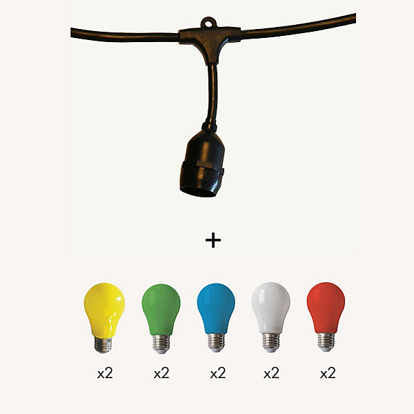 Guirlande guinguette Java E27 - 5m prolongeable - Chromex