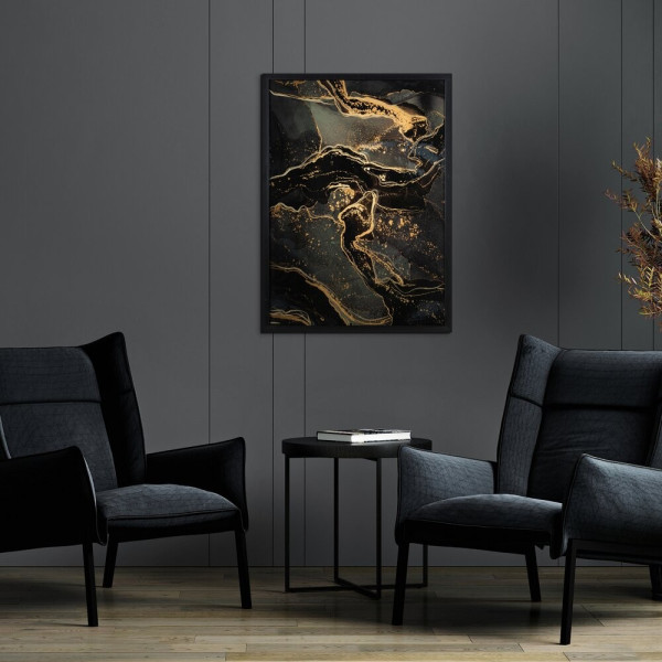 Nowoczesny obraz abstrakcyjny 53x73 cm złoto-czarny
