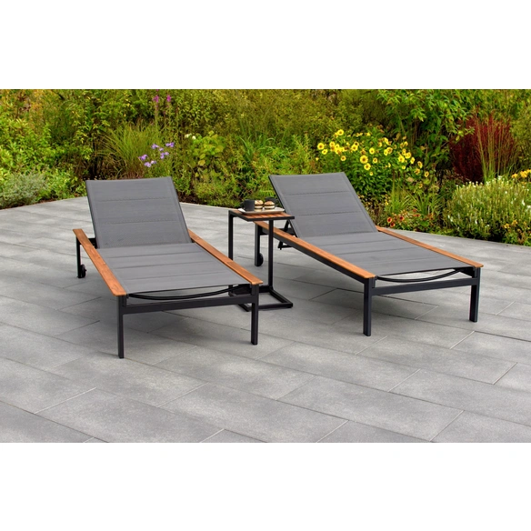 Gartenliegen-Set »Paxos«, 3-tlg., Akazie/Aluminium, grau