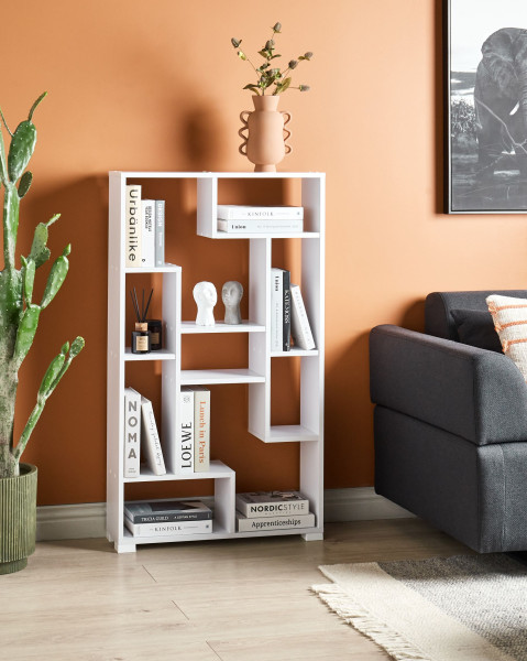 Regał 9 półek otwarty design biały