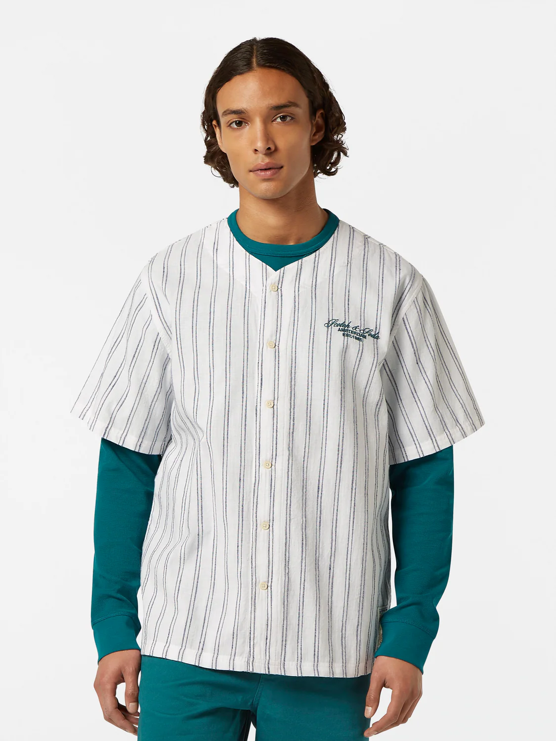 Relaxed-Fit Baseball Short Sleeve Shirt