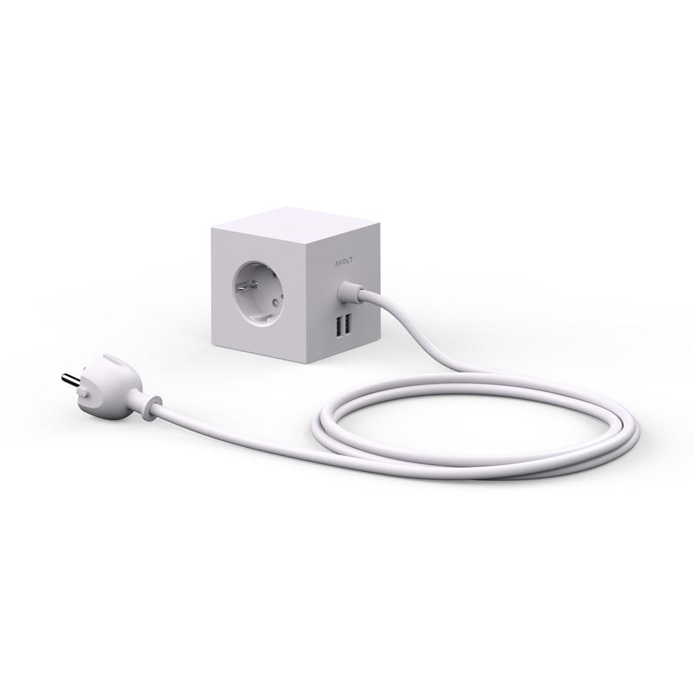 - Multiprise Square 1 avec USB-A/aimant et câble de 1,8 m Gotland Gray