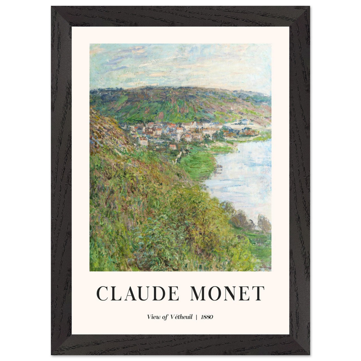 Artfulprints Poster met Lijst Claude Monet - View of Vétheuil  - A4 21x29.7 cm - Groen
