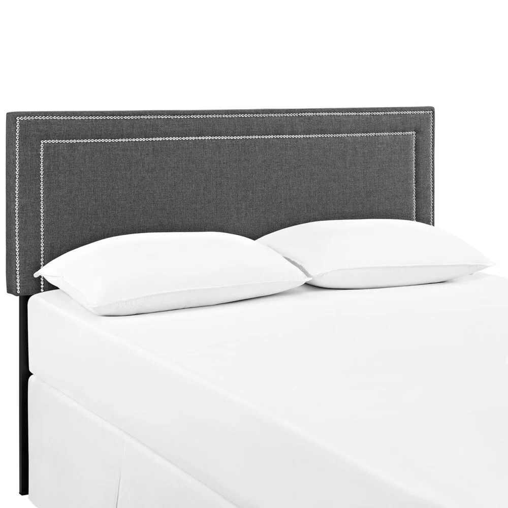 Modway Jessamine Grey Polyester/Solid Wood Full-size Upholstered Headboard
