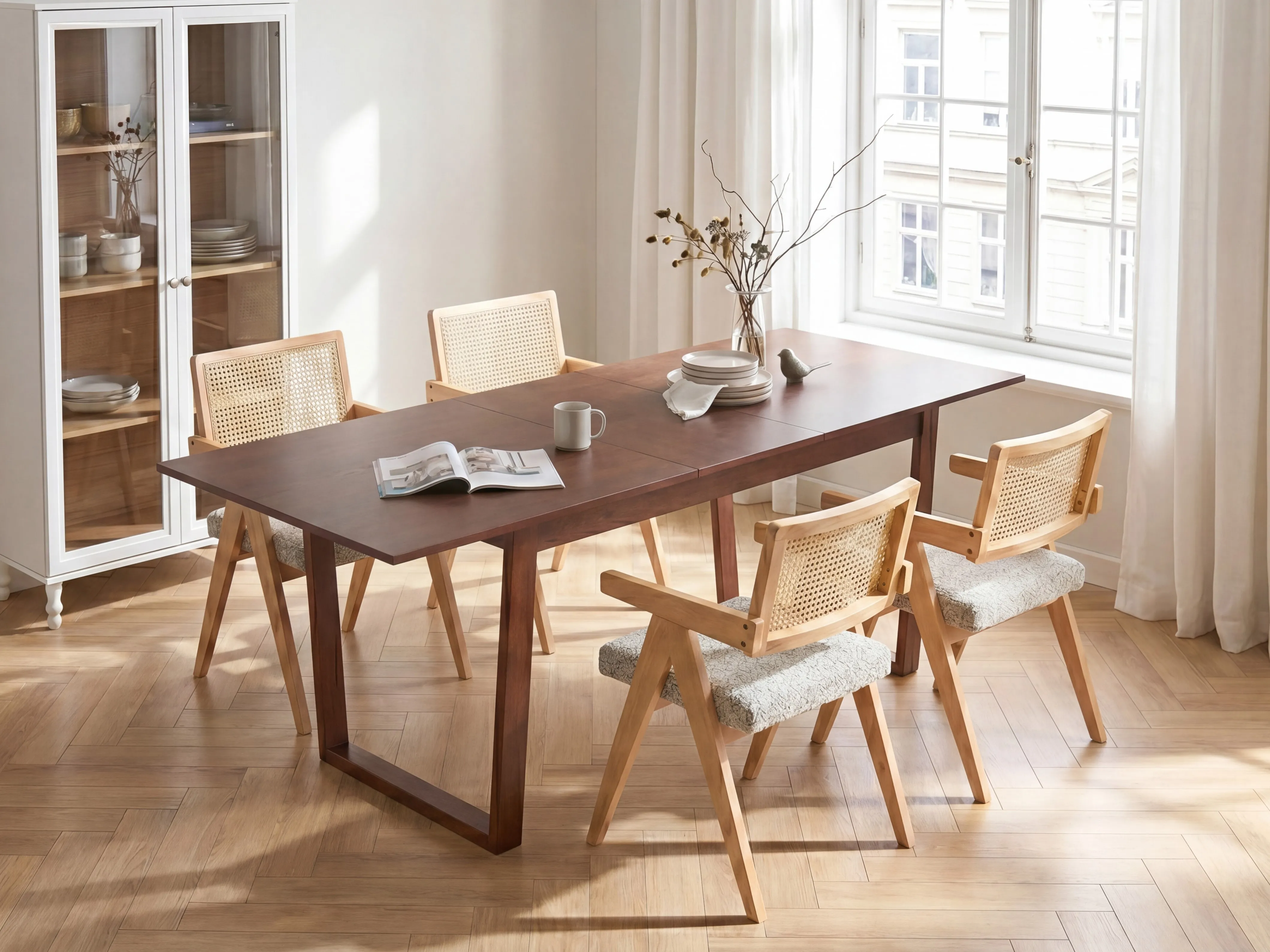 Extending Dining Table CAMDEN Dark Ash Wood 160/200 cm 95 cm
