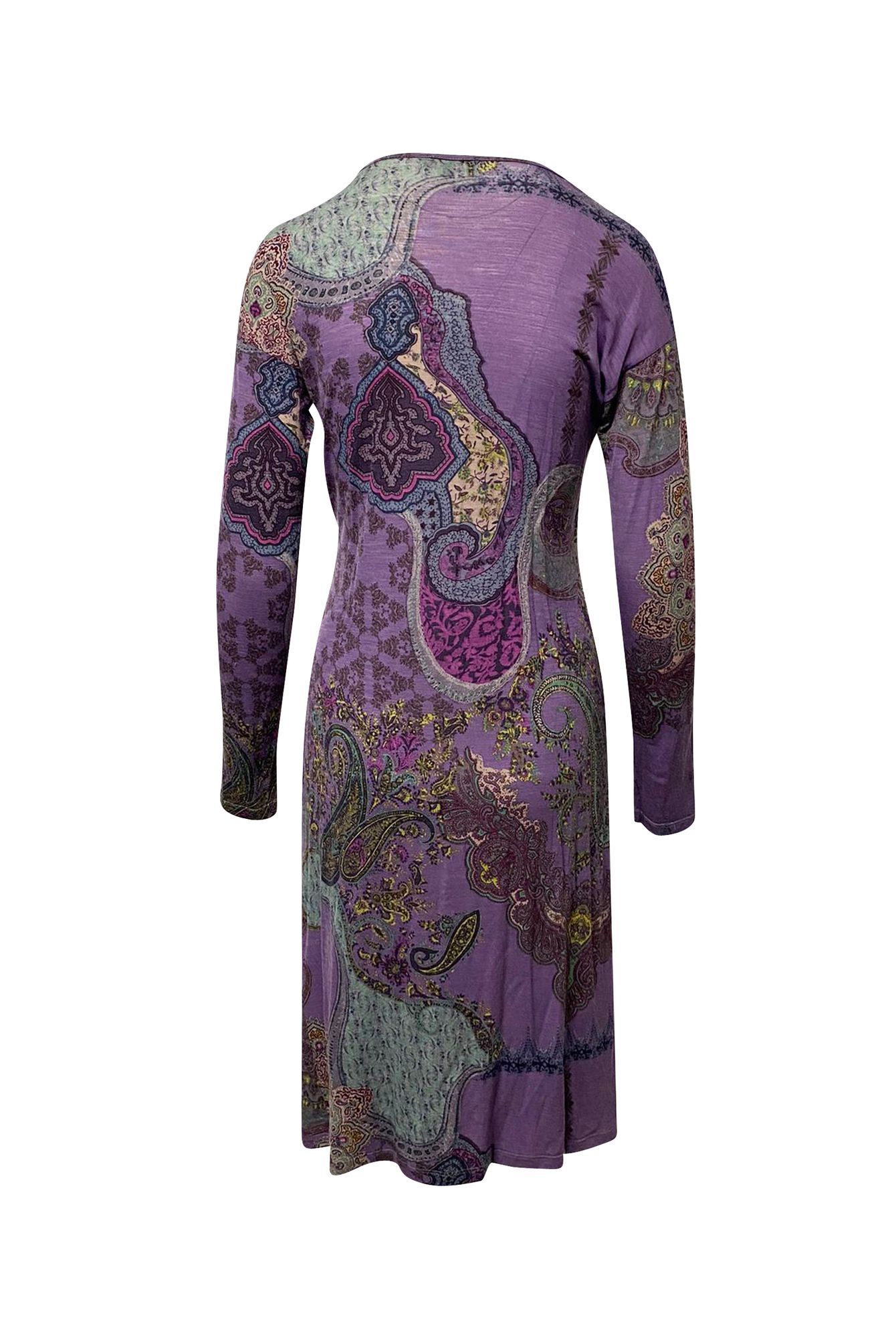 Etro Preloved Paisley Print Wrap Dress in Purple Wool