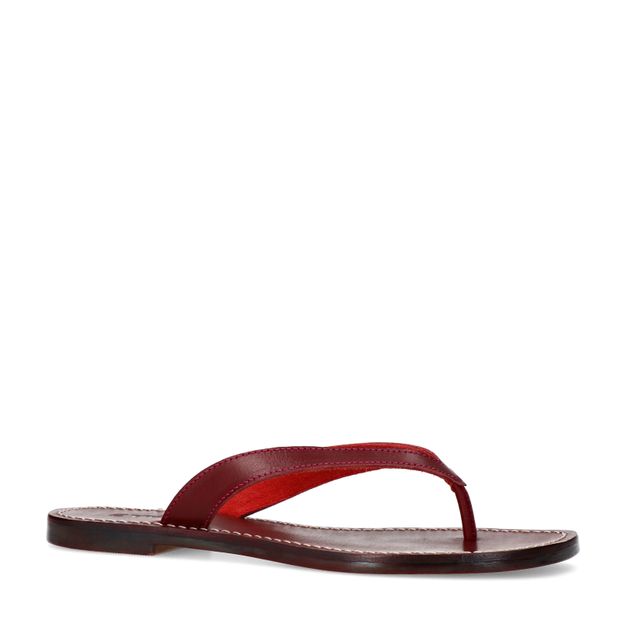 Burgundy leren teenslippers