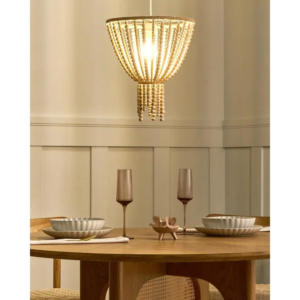 PUSWELI - Kroonluchter - Lichtbruin - Rubberhout