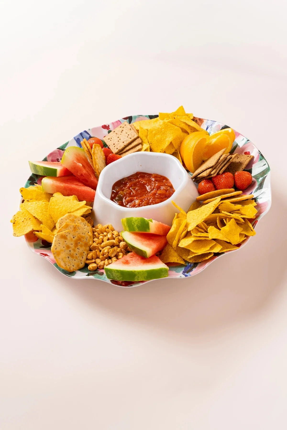 Floral Melamine Chip and Dip Serving Platter