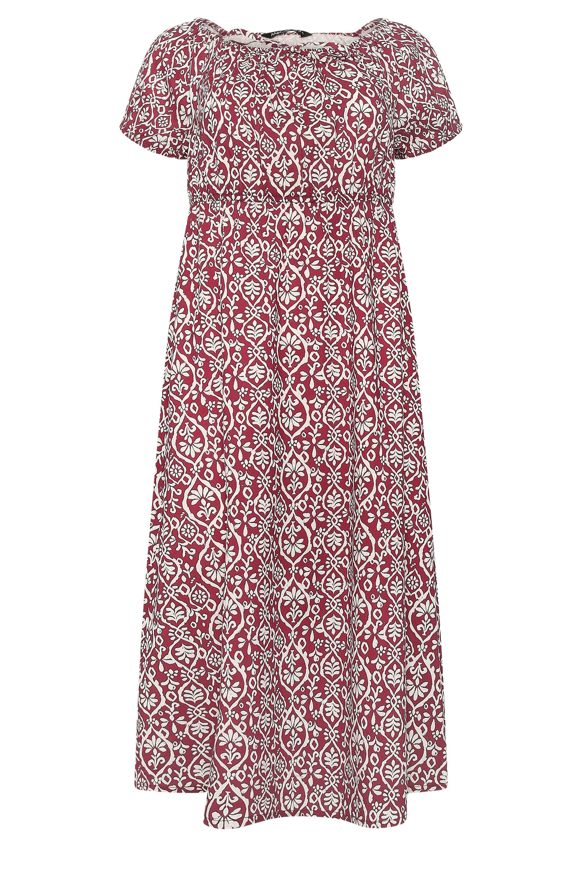 M&Co Petite Printed Tie Neck Midi Dress