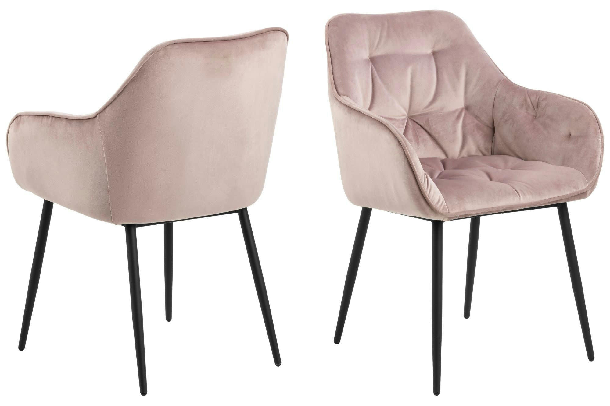 TERI - Lot de 2 fauteuil de salle à manger en velours et métal