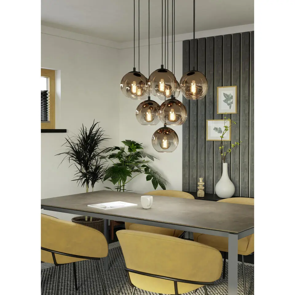 EGLO Ariscani 1 Hanglamp - E27 - &Oslash; 65,5 cm - Koperglas - Zwart