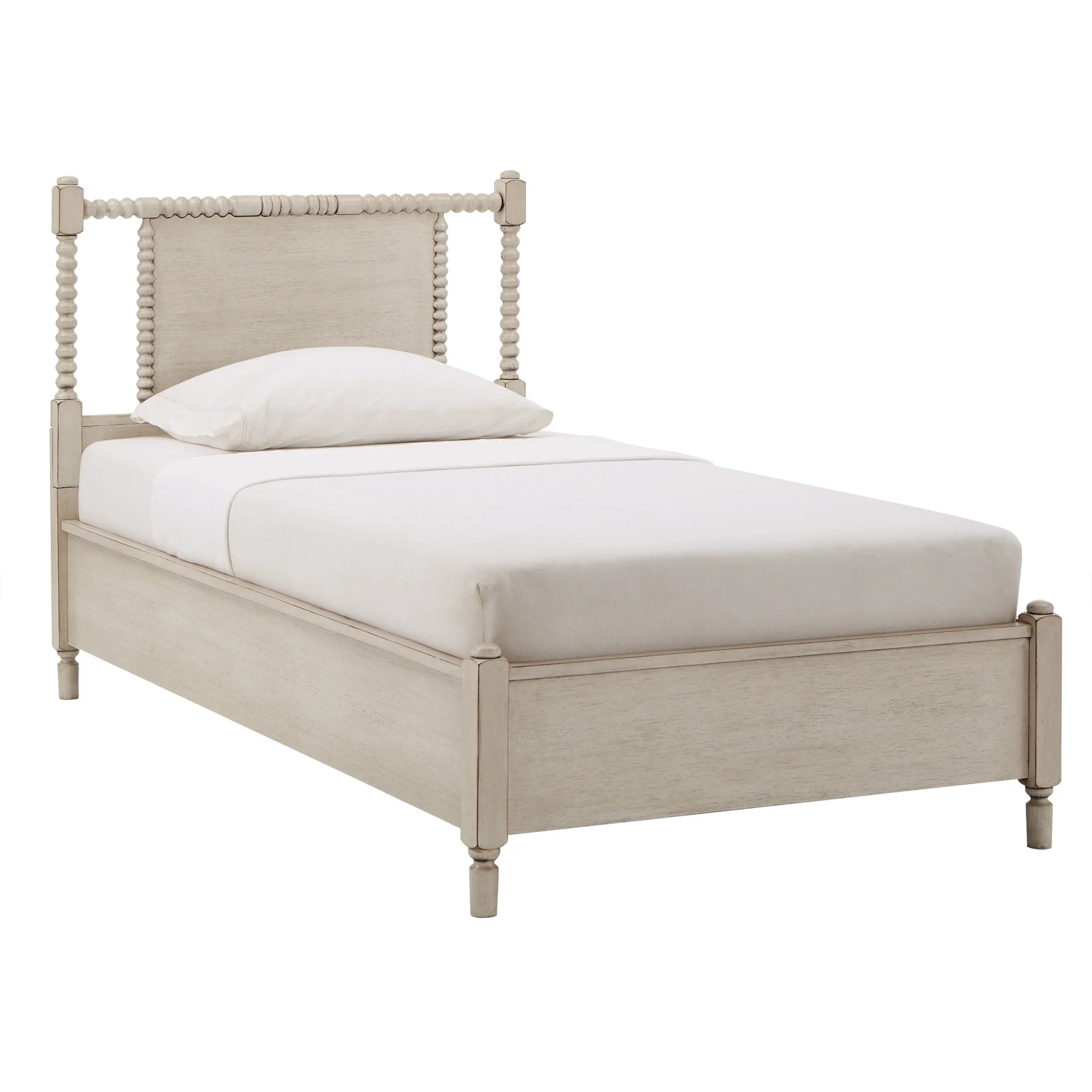 Demetria Antique Finish Beaded Wood Platform Twin Size Bed by iNSPIRE Q Classic