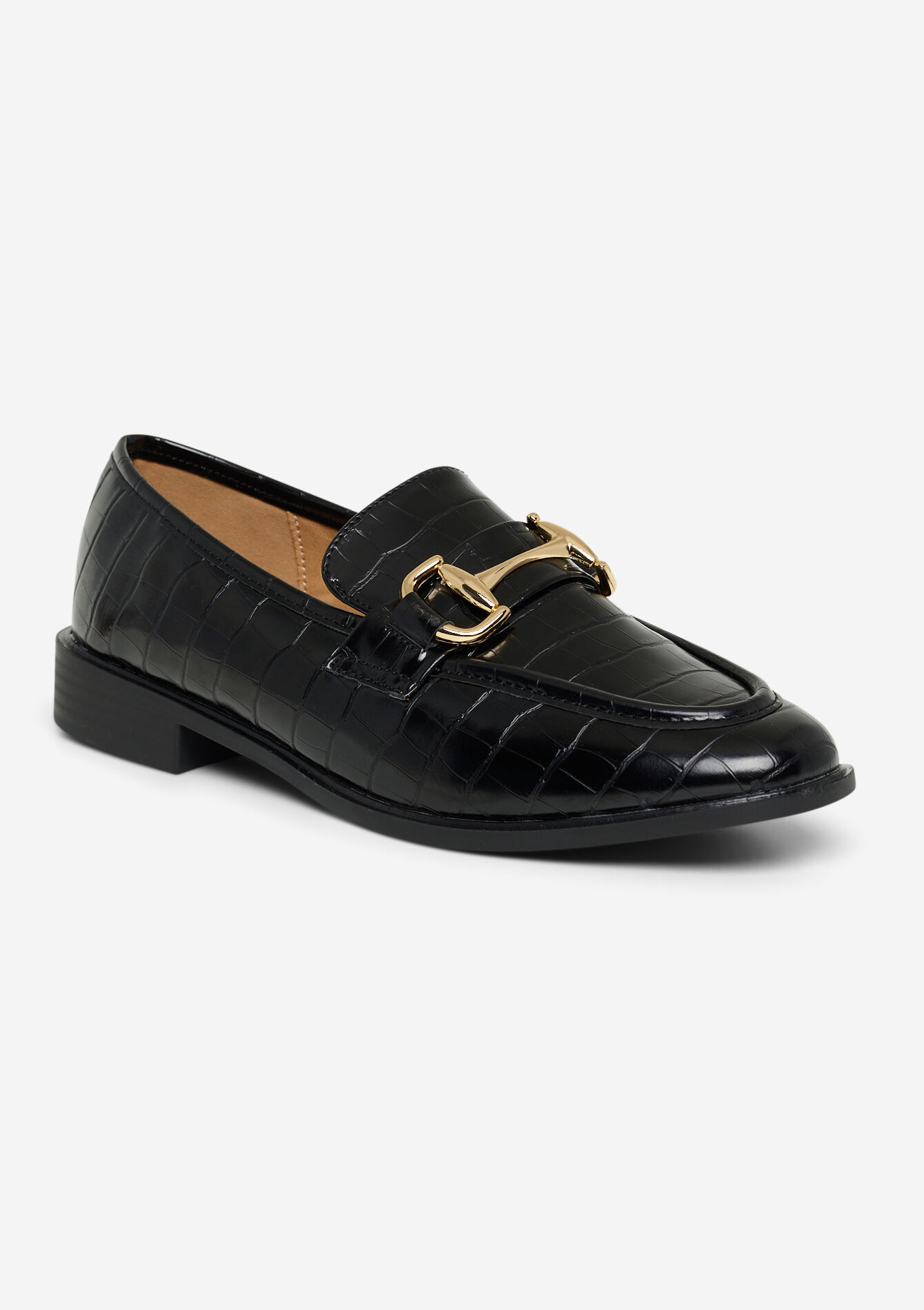 Glanzende loafers met gesp