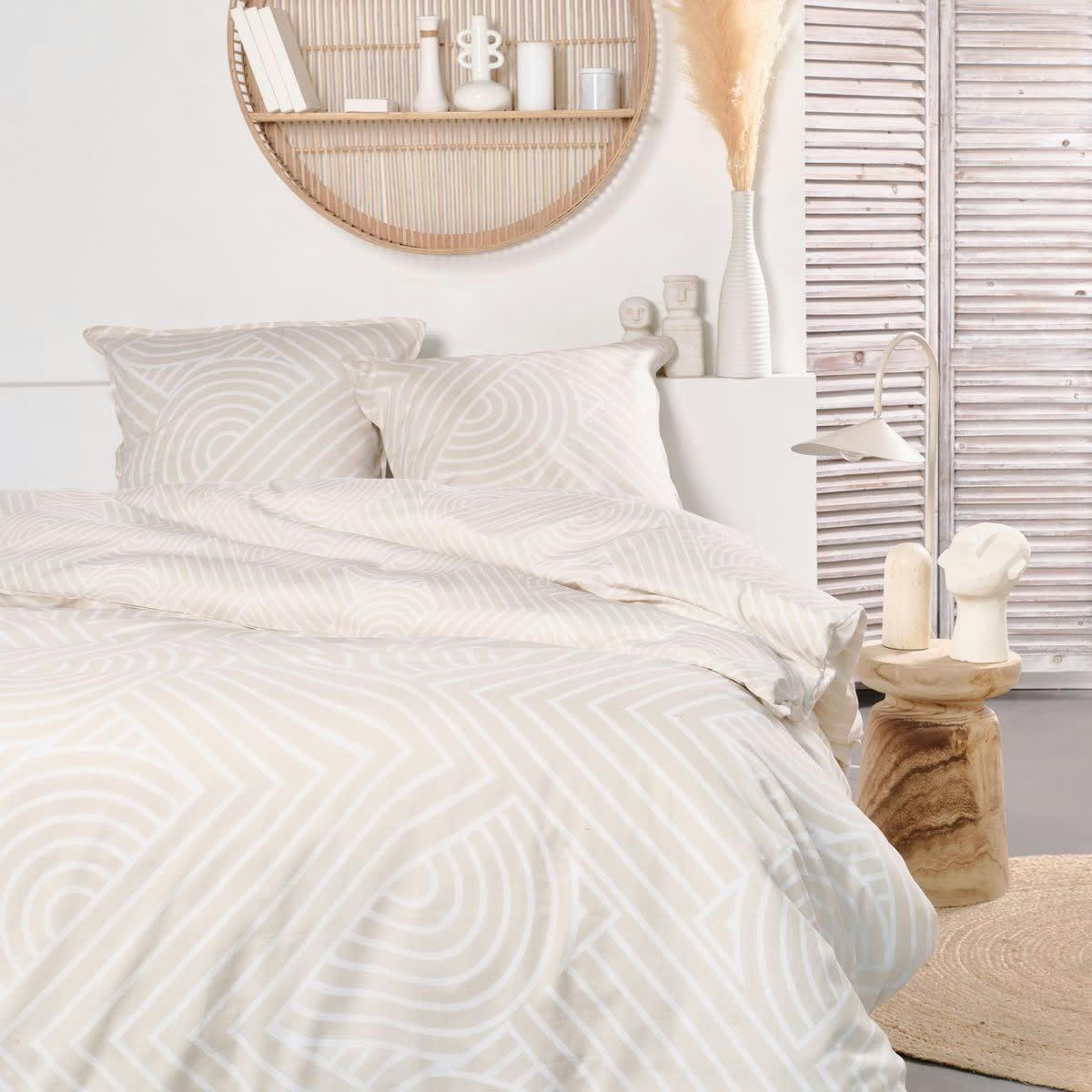 SUNSHINE BERTILLE - Parure de lit imprimé en coton beige 220x240