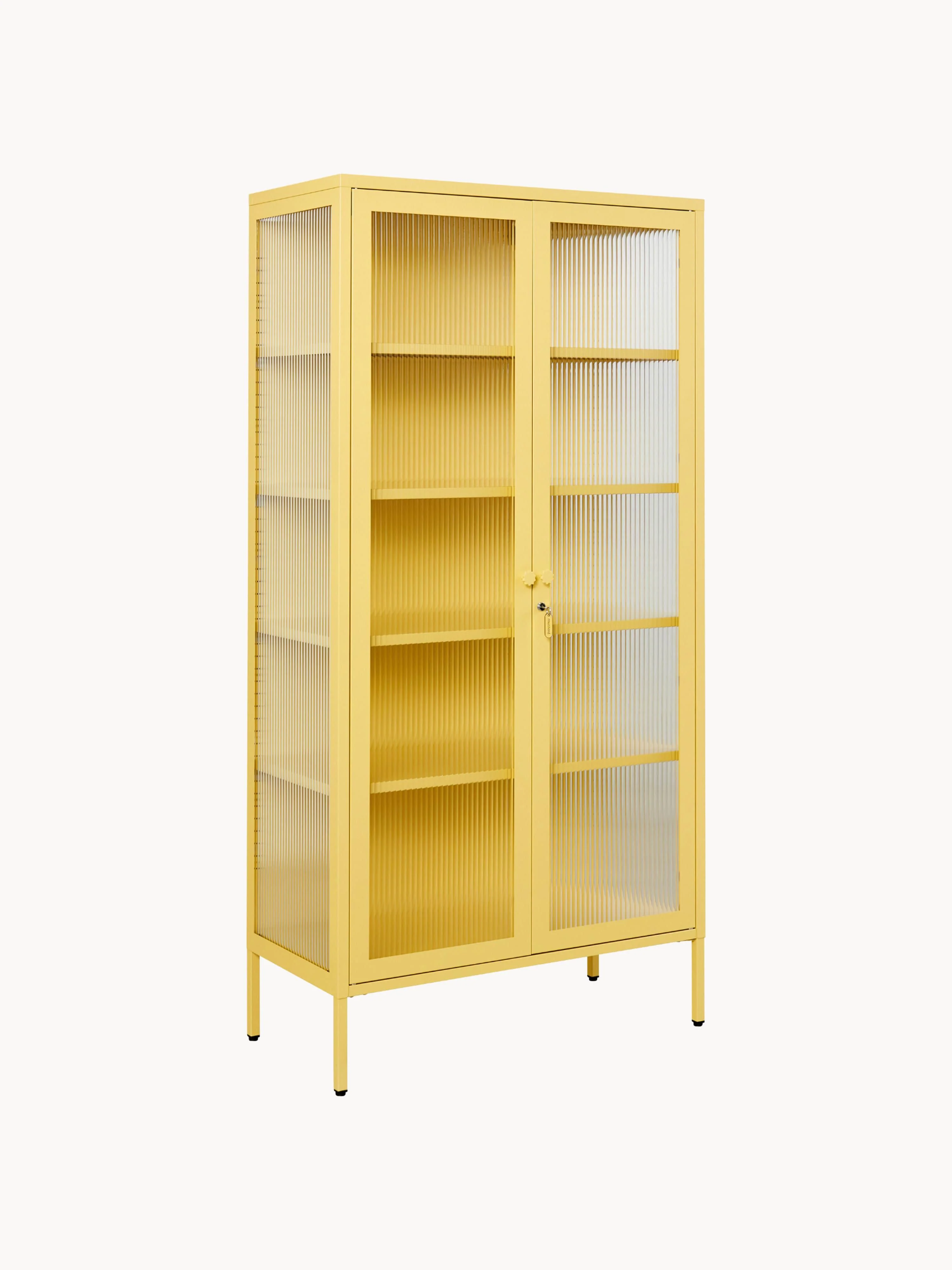 Metall-Vitrine The Collector mit geriffeltem Glas