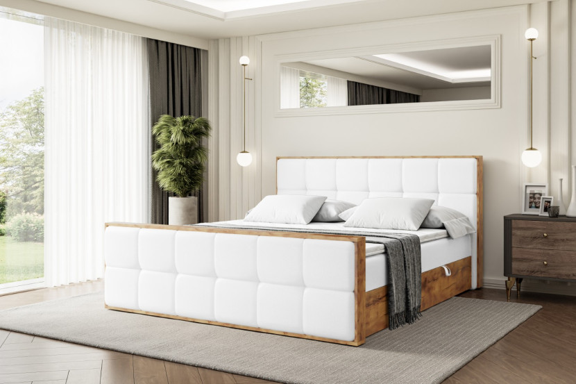 Łóżko kontynentalne z pojemnikiem i materacem H3 - LOLLI7-Z - 120x200 cm
