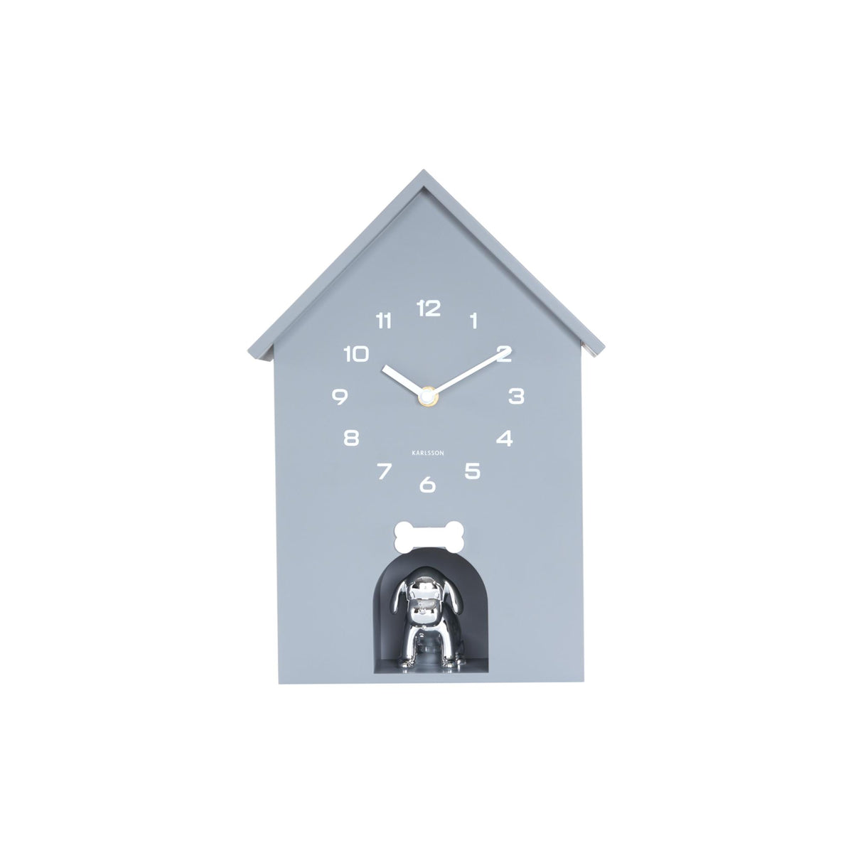 Karlsson wandklok Dog House - grijs - 24.9x9x27cm